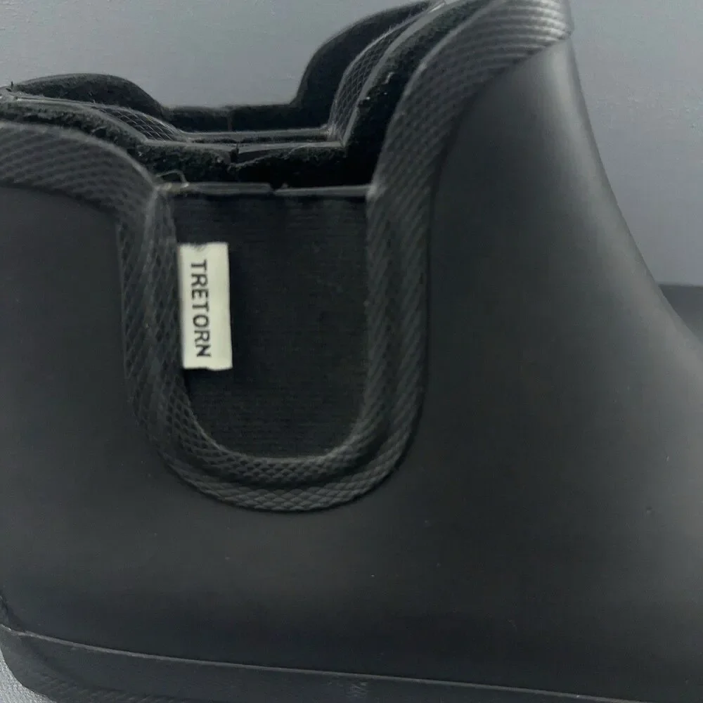 Tretorn Bo Mens Chelsea Rain Boots Black Rubber Waterproof Ankle EU 44 US 11